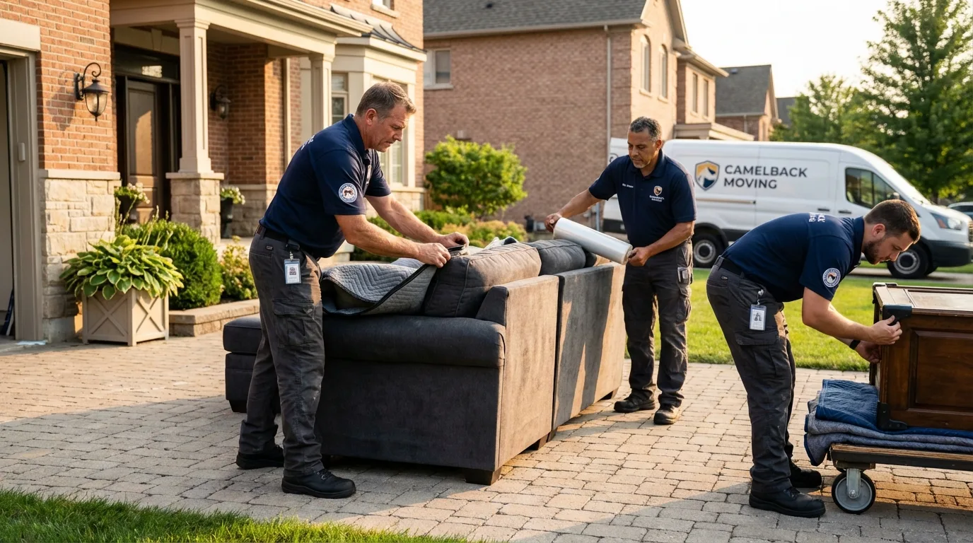 Large estate moving crew wrapping furniture in Ridgeland, SC